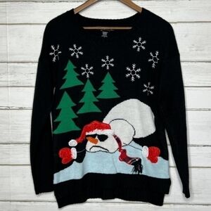 United States Sweaters Melting Snowman Ugly Christmas Women's Large Holiday EUC